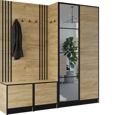 Image de KIER FURNITURE Armoire EDEN, armoire de chambre, penderie, armoire d'entrée, chêne Craft, 211,2 x 205 x 39 cm