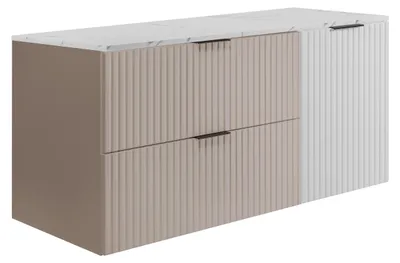 Produktbild von Wandhängender Badezimmerschrank, Kaschmir /weißem Marmor-Optik (MDF), 120 x 57 x 46 cm