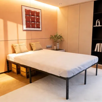 Productafbeelding van Metalen Bedframe met Lattenbodem 140 x 200 cm Zwart