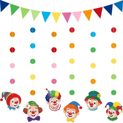 Clownslinger-Set, 6 Spiralschlangen + Wimpelkette, bunt, 100 cm, für Karneval