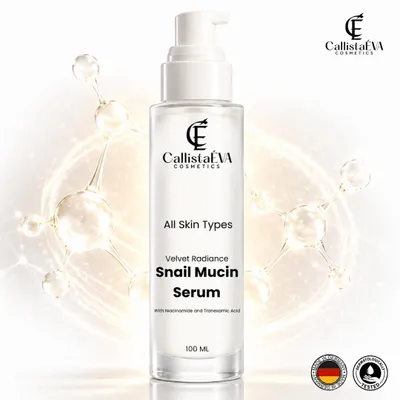 Produktbild von CallistaÉVA Schneckenschleim Gesichtsserum mit Niacinamid & Tranexamsäure – Feuchtigkeitsspendendes Anti-Aging Serum für strahlende Haut – 100ml