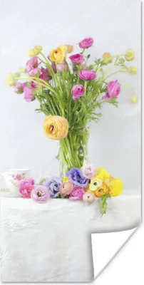 Produktbild von MuchoWow® Poster Stillleben - Farben - Blumen 60x120 cm - Wandschmuck