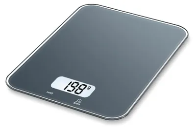 Produktbild von Beurer KS 19 Elektronische KÃ1/4chenwaage mit LCD-Infodisplay, Messbereich bis 5 kg, Glas-Wiegeschale, Zuwiegefunktion, Automatische Abschaltung