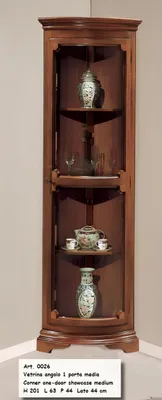 Obrázok produktu pre Vitrine Holzschränke Glasvitrine Schrank Eckvitrine Braun Italienische Möbel