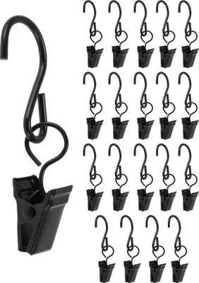 Produktbild von Gardinenhaken Mit Clips 1.3cm Innendurchmesser Haken Dekorative Vorhangclips Für Deko Und Bastelprojekte Schwarz 20 Stück