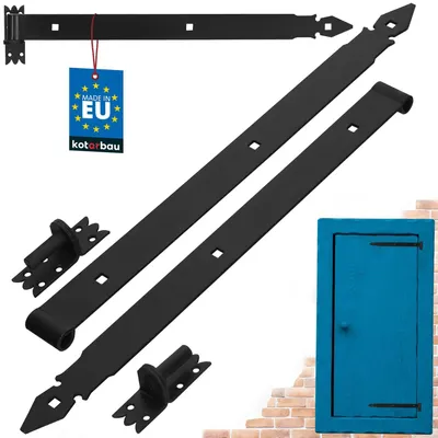 Türscharniere 600 mm, 2 Stück, gepulvert, Stahl, schwarz