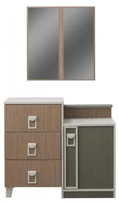 Immagine prodotto di Set di cassettiere per camera da letto con specchio in legno marrone set consolle