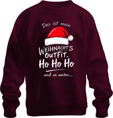 Obrázek produktu pro Tohle je můj vánoční outfit Ho Ho Ho Vánoční čepice Father Christmas uni mikina svetr, Burgundy, S