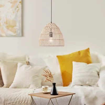 Produktbild von Hängelampe Ø 35 cm, 120 cm Höhe, E27, max. 25 W, Rattan/Metall