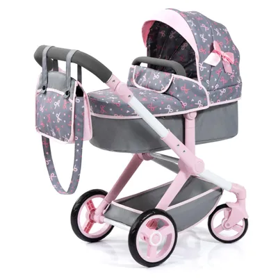 Produktbild von Bayer Design 17004AA Puppenwagen Xeo mit Tasche, höhenverstellbarer Griff, Schwenkschieber, wandelbar als Puppenjogger, bewegliche Vorderräder
