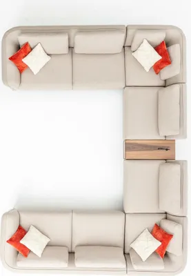 Image de Canapé beige, salon, canapé rembourré, design moderne, canapé d'angle en forme de U