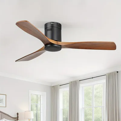 Produktbild von Deckenventilator - Ventilator - Deckenlüfter - Dachventilator - Ventilator mit Holzflügeln - 132 cm