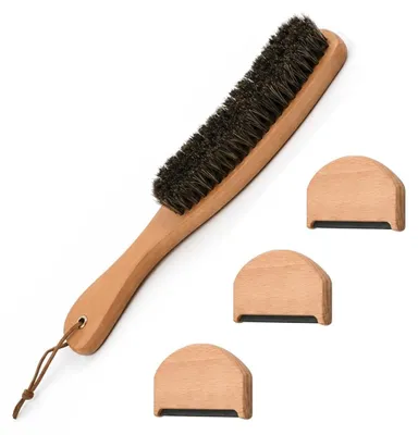 Fusselentferner-Set aus Buchenholz mit Kamm und 3 Entfernern