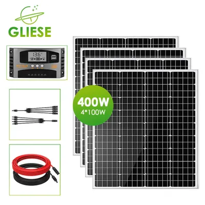 Produktbild von Kompletní sada 400 W pro FV solární systém 12V solární moduly s montáží Ideální pro obytné vozy a kempingové vybavení