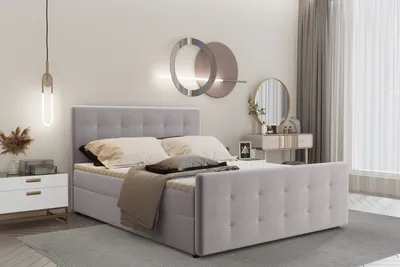 Produktbild von Kaiser Möbel Boxspringbett 140x200 mit bettkasten und matratze+topper, Schlafzimmerbett AMOR Hellgrau