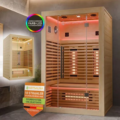 Produktbild von ARTSAUNA® Infrarotkabine Trondheim120  - Natur, Hemlockholz, Vollspektrumstrahler, LED-Beleuchtung