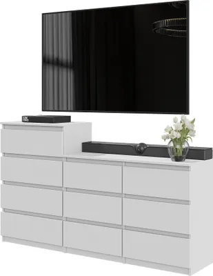 Produktbild von FURNICA - GABRIEL - Kommode / Sideboard mit 10 Schubladen (6+4) - Weiß Matt H92/70cm B160cm T33cm