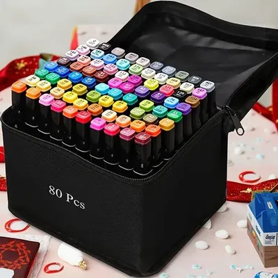 Image de Ensemble de marqueurs Livé – 80 couleurs, marqueurs pour illustrations à pointe double
