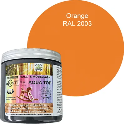 Produktbild von Contura 250ml. Möbellack Lack für Kinderspielzeug Buntlack DIN EN71/3 Buntlack Holzlack - RAL 2003 Orange