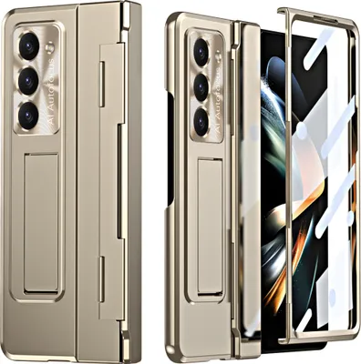 Obrázek produktu pro Pouzdro na Samsung Galaxy Z Fold 5 galvanizované pouzdro se stojánkem, s ochranou displeje a objektivu Zlato