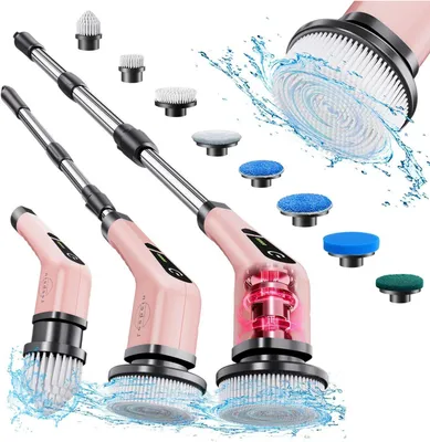 Produktbild von Elektrische Bürsten – Reinigungsbürste – Für die Reinigung des Badezimmers – Verstellbarer Stiel – 137 cm – Rosa