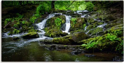 Produktbild von ARTland Leinwandbild Wasserfall Panorama Größe: 60x30 cm