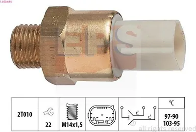 Produktbild von EPS 1.850.684 Temperaturschalter Kühlerlüfter Thermoschalter für BMW 5 Limousine (E39) 5 Touring (E39) 3 Limousine (E36) 3 Coupe (E36) 3 Compact (E36)
