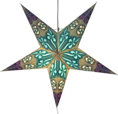 Produktbild von Faltbarer Advents Leucht Papierstern, Weihnachtsstern 60 cm - Damaskus, Türkis, Star Fensterdeko
