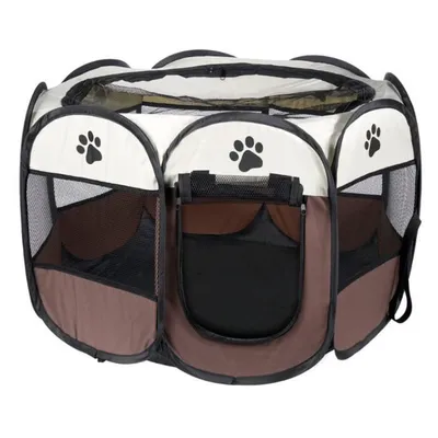 Produktbild von Hundekäfig/Katzenkäfig - 74x74x43 cm - Braun - Faltbar - Tragbar - Ideal für Zuhause und Reisen