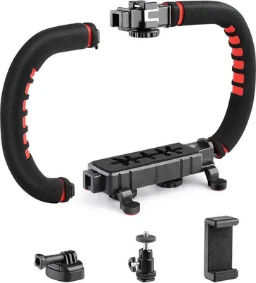 Image de Stabilisateur portable pour smartphone, pliable, pour l'enregistrement vidéo, compatible avec tous les appareils photo et caméras d'action