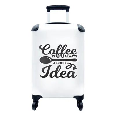 Produktbild von MuchoWow® Koffer Handgepäck Trolley Rollkoffer Kleine Reisekoffer mit 4 Rollen - Zitate - Sprichwörter - Kaffee ist immer eine gute Idee - Kaffee - Cabin Size < 55x40x23 cm & 55x40x20 cm - Fotokoffer - Kabinenkoffer - Boardgepäck - Reise-Box - Reisekoffer - Reisegepäck - Koffer mit Bild - Trolley für Kinder