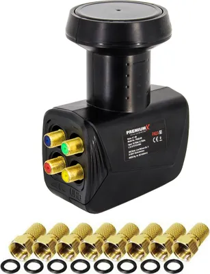 Produktbild von PremiumX Quad LNB SAT für 4 Teilnehmer DVB-S2 HD 4K inkl. 8x F-Stecker