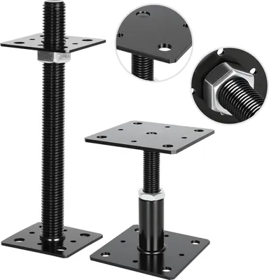 Obrázek produktu pro Izrielar Výškově nastavitelný držák sloupku 30–250 mm – flexibilní nastavení výšky pro různé stavební a zahradní projekty Černá barva 2 ks