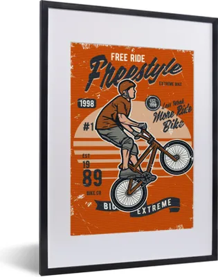 Produktbild von MuchoWow® MuchoWow® Gerahmtes Poster Fahrrad - Männer - Retro 30x40 cm - Poster mit zchwarzem Bilderrahmen - Wandposter Schlafzimmer