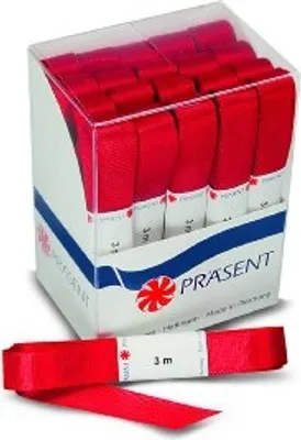 Produktbild von PRÄSENT Satinbänder Strängchen Europa rot 15mmx3m 20 Stück