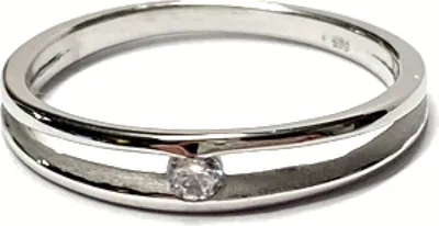 Produktbild von Ring 585/- Weißgold  Zirkonia Glanz Solitärring Verlobungsring #56