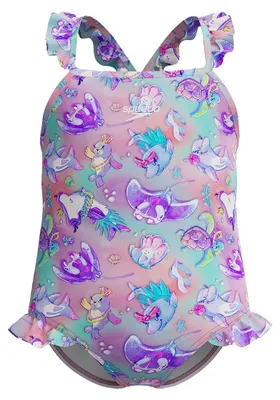 Image de Speedo - Maillot de bain à volants pour filles, modèle IG5879 (taille 116) (violet)