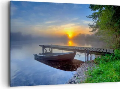 Produktbild von Bild auf Leinwand - Leinwandbild - Landschaft Meer Sommer Sonne - 120x80cm - Wand Bild - Wanddeko - Leinwanddruck - Bilder - Kunstdruck - Wanddekoration - Leinwand bilder - Wandkunst - AA120x80-2226