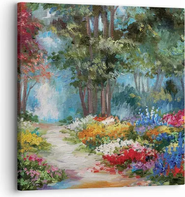 Produktbild von Bild auf Leinwand - Leinwandbild - Einteilig - Impressionismus Natur Wald - 30x30cm - Wand Bild - Wanddeko - Wandbilder - Leinwanddruck - Bilder - Wanddekoration - Leinwand bilder - AC30x30-4271