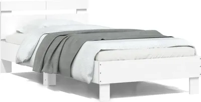 Productafbeelding van Maison Exclusive - Bedframe met hoofdeinde, wit, 100x200 cm, van houtvezel