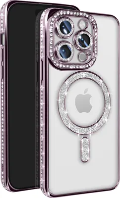 Obrázek produktu pro Avizar, diamantové pouzdro pro iPhone 14 Pro MagSafe, obrys s kamínky, fialové