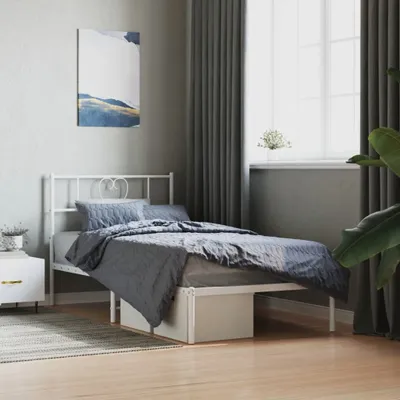 Productafbeelding van Maison Exclusive - Bedframe met hoofdeinde, metaal, wit, 90x200 cm