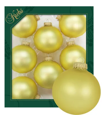 Produktbild von Krebs Glas Lauscha Kugeln im 8er Set - Satin-Gold - Christbaumschmuck aus Glas - Unifarbende Kugeln - Größe: 7cm - 70217