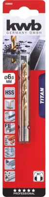 Produktbild von kwb Titan HSS Metallbohrer Ø 6 mm mit speziellem Spitzenanschliff, langer Standz