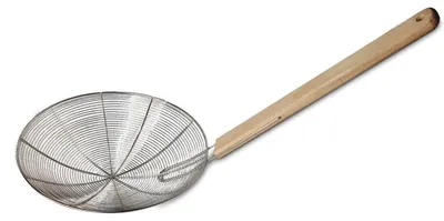 Produktbild von 025 Metallsieb mit Holzgriff Ø 25cm Wok-Sieb Abtropfsieb Seiher Öl Löffel