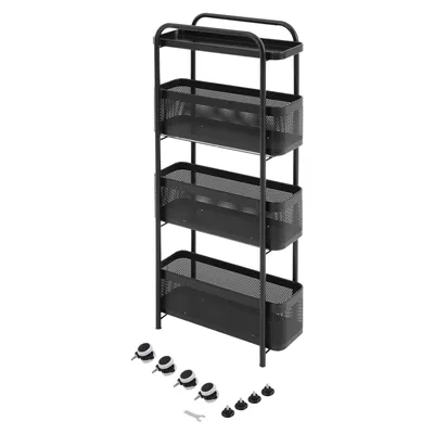 Immagine prodotto di Carrello portaoggetti per la cucina, nero - 4 ripiani - 40x15x89,5 cm - Metallo