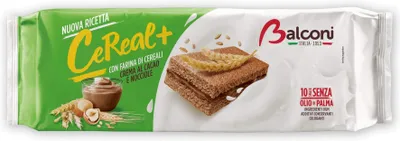 Produktbild von Balconi Cereal+ Con Farina Di Cereali Snacks mit Getreidemehl Kuchen mit Kakaocreme und Haselnusscreme 280g (10x28g)