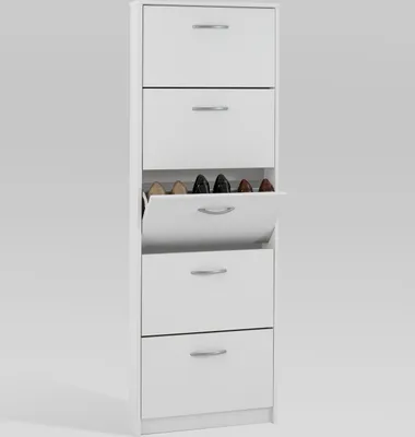Produktbild von FMD furniture 411-005 Schuhkipper in Nachbildung Weiß, Maße ca. 58,5 x 168,5 x 17 cm (BxHxT)