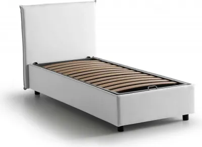 Produktbild von Einzelbett Dbasell, Containerbett mit Stoffbespannung, 100%  Italy, Frontöffnung, passend für Matratze Cm 90x200, Weiß
