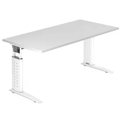 Image de HAMMERBACHER US16 höhenverstellbarer Schreibtisch weiß rechteckig